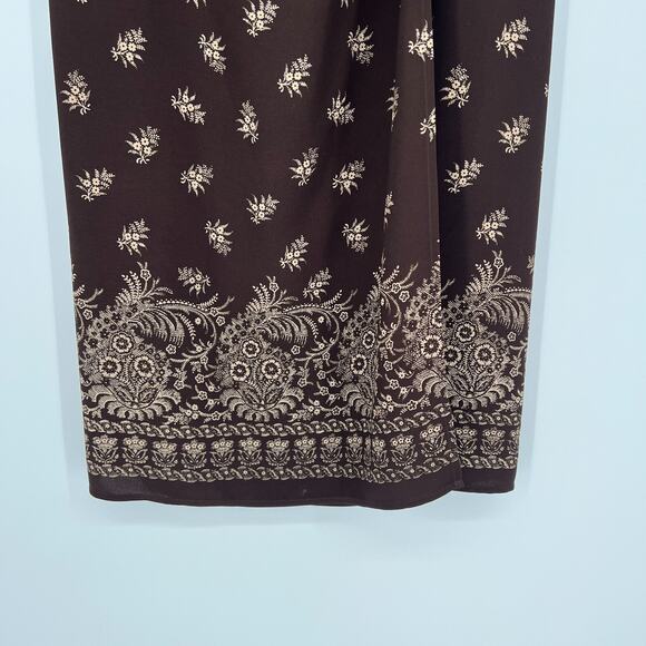 Emmanuel Ungaro Liberte Wrap Skirt Womens 4 Midi Brown Floral Boho Festival - Picture 4 of 8